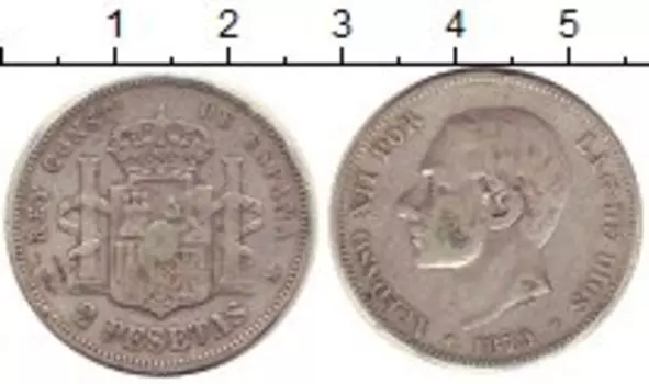 Монета 2 песеты Испании 1879 года Серебро Альфонсо XII
