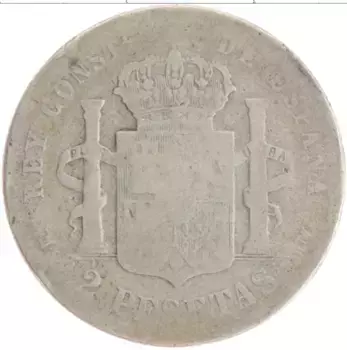 Монета 2 песеты Испании 1884 года Серебро Альфонсо XII