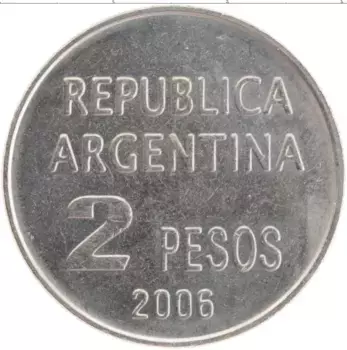 Монета 2 песо Аргентины 2006 года Медно-никель Декларация прав человека