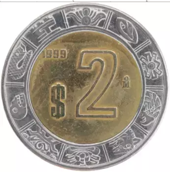 Монета 2 песо Мексики 1999 года Биметалл