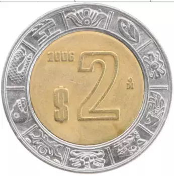 Монета 2 песо Мексики 2006 года Биметалл
