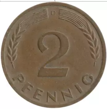 Монета 2 пфеннига ФРГ 1964 года Бронза D