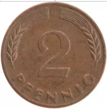 Монета 2 пфеннига ФРГ 1969 года Бронза G