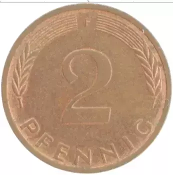 Монета 2 пфеннига ФРГ 1972 года Бронза F