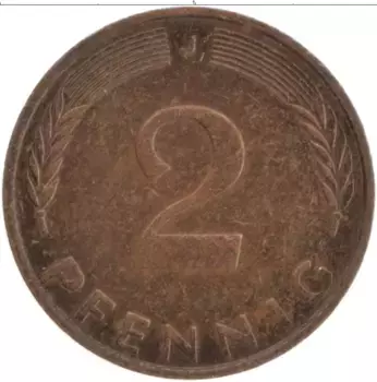 Монета 2 пфеннига ФРГ 1973 года Бронза J