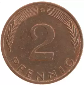 Монета 2 пфеннига ФРГ 1976 года Бронза G
