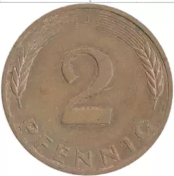Монета 2 пфеннига ФРГ 1978 года Бронза J