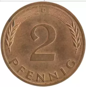 Монета 2 пфеннига ФРГ 1978 года Бронза D
