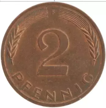 Монета 2 пфеннига ФРГ 1979 года Бронза F