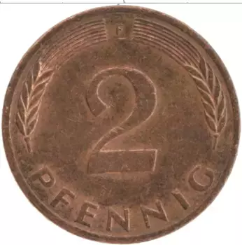 Монета 2 пфеннига ФРГ 1980 года Бронза F