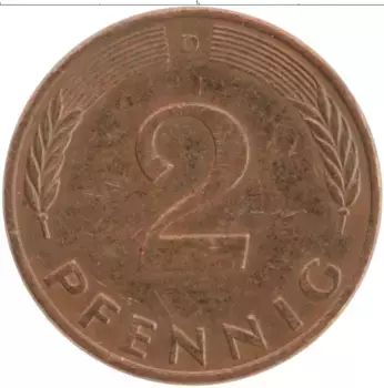 Монета 2 пфеннига ФРГ 1981 года Бронза D
