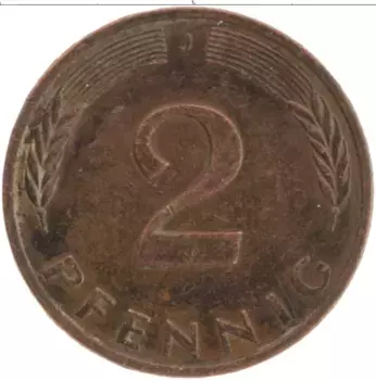 Монета 2 пфеннига ФРГ 1982 года Бронза G