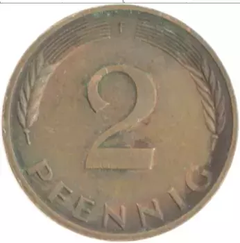 Монета 2 пфеннига ФРГ 1982 года Бронза F