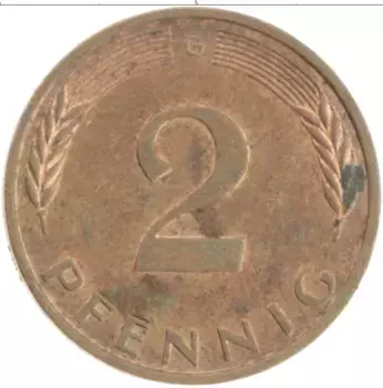 Монета 2 пфеннига ФРГ 1988 года Бронза