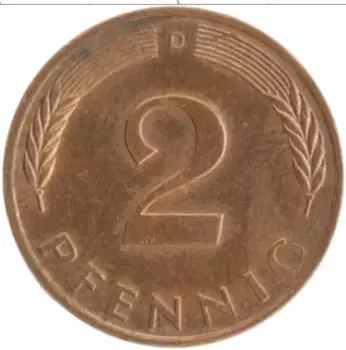 Монета 2 пфеннига ФРГ 1988 года Бронза D