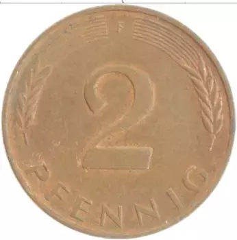 Монета 2 пфеннига ФРГ 1989 года Бронза F