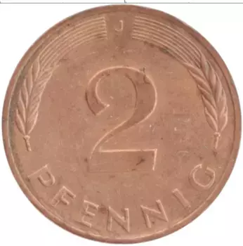 Монета 2 пфеннига ФРГ 1990 года Бронза