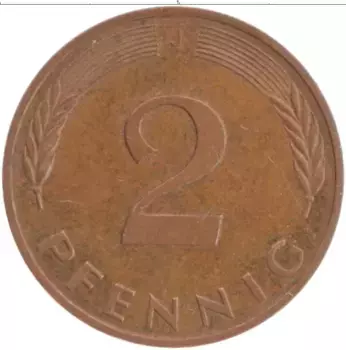 Монета 2 пфеннига ФРГ 1995 года Бронза J