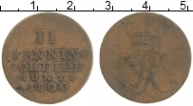 Монета 2 пфеннига Ганновера 1800 года Медь