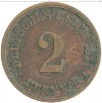 Монета 2 пфеннига Германии 1874 года Медь А