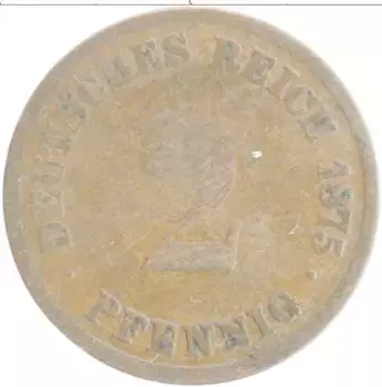 Монета 2 пфеннига Германии 1875 года Медь E