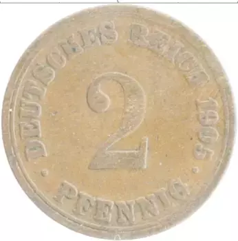 Монета 2 пфеннига Германии 1905 года Медь A