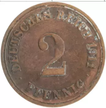 Монета 2 пфеннига Германии 1911 года Бронза A