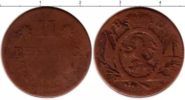 Монета 2 пфеннига Гессен-Дармштадта 1776 года Медь