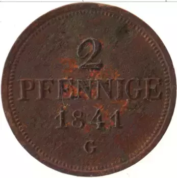 Монета 2 пфеннига Саксе-Мейнингена 1841 года Медь G