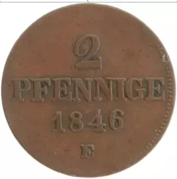 Монета 2 пфеннига Саксе-Мейнингена 1846 года Медь Е