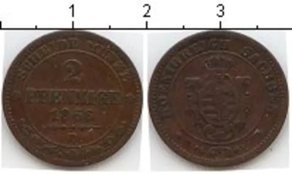 Монета 2 пфеннига Саксена-Альтенбурга 1866 года Медь В
