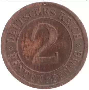 Монета 2 пфеннига Веймарской республики 1924 года Бронза A