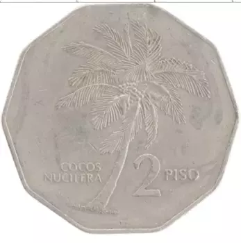 Монета 2 писо Филиппин 1990 года Медно-никель