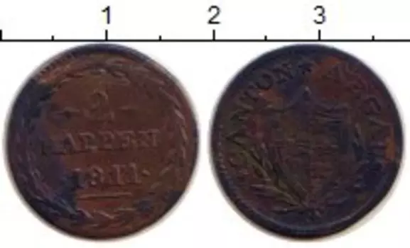 Монета 2 раппа Аргау 1811 года Серебро