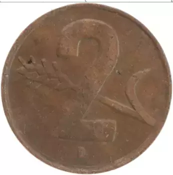 Монета 2 раппа Швейцарии 1948 года Бронза