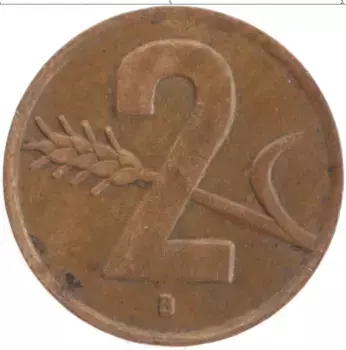 Монета 2 раппа Швейцарии 1948 года Бронза