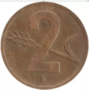 Монета 2 раппа Швейцарии 1951 года Бронза