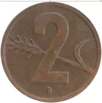 Монета 2 раппа Швейцарии 1951 года Бронза