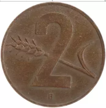 Монета 2 раппа Швейцарии 1957 года Бронза