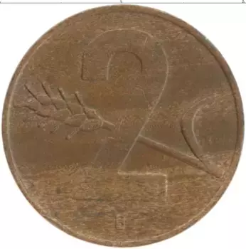 Монета 2 раппа Швейцарии 1957 года Бронза