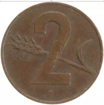 Монета 2 раппа Швейцарии 1958 года Бронза