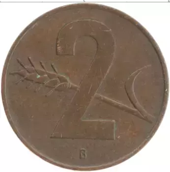 Монета 2 раппа Швейцарии 1958 года Бронза