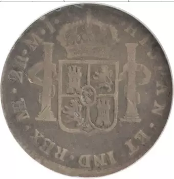Монета 2 реала Мексики 1782 года Серебро Испанские колонии