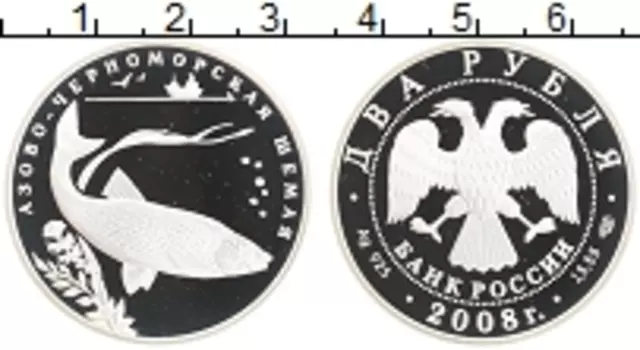 Монета 2 рубля России 2008 года Серебро Азово-Черноморская шемая