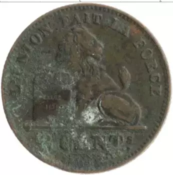 Монета 2 сантима Бельгии 1912 года Медь Альберт I