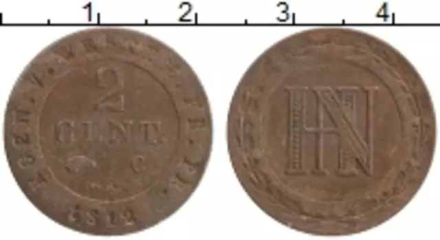 Монета 2 сантима Вестфалии 1812 года Медь Жером Наполеон