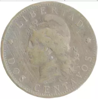 Монета 2 сентаво Аргентины 1884 года Бронза