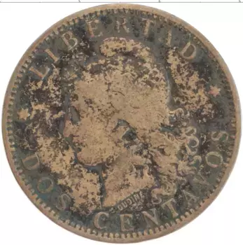 Монета 2 сентаво Аргентины 1891 года Бронза