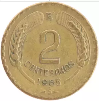 Монета 2 сентесимо Чили 1965 года Латунь