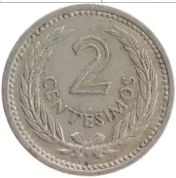 Монета 2 сентесимо Уругвая 1953 года Медно-никель Артигас